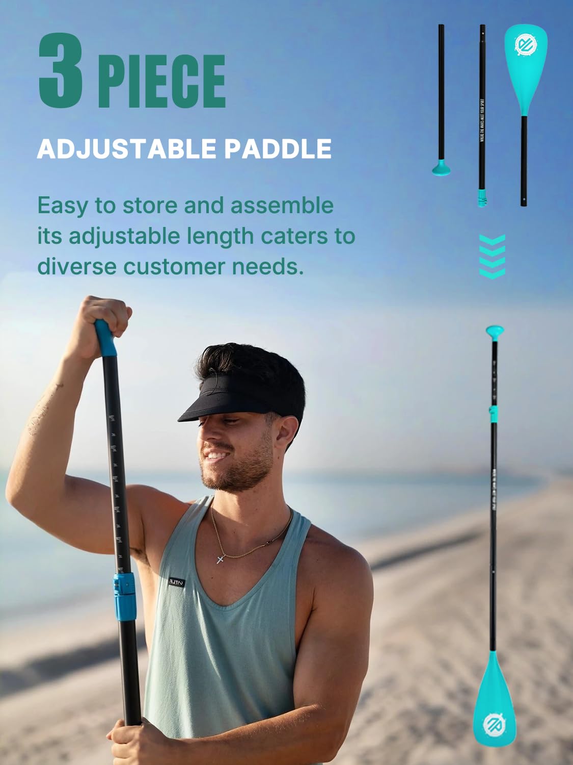 Inflatable Stand Up Paddle Board – 10’6” with StabilTrac Fin, Anti-Slip EVA Deck, Complete SUP Accessory Kit – For Adults & Youth – Mint Timber