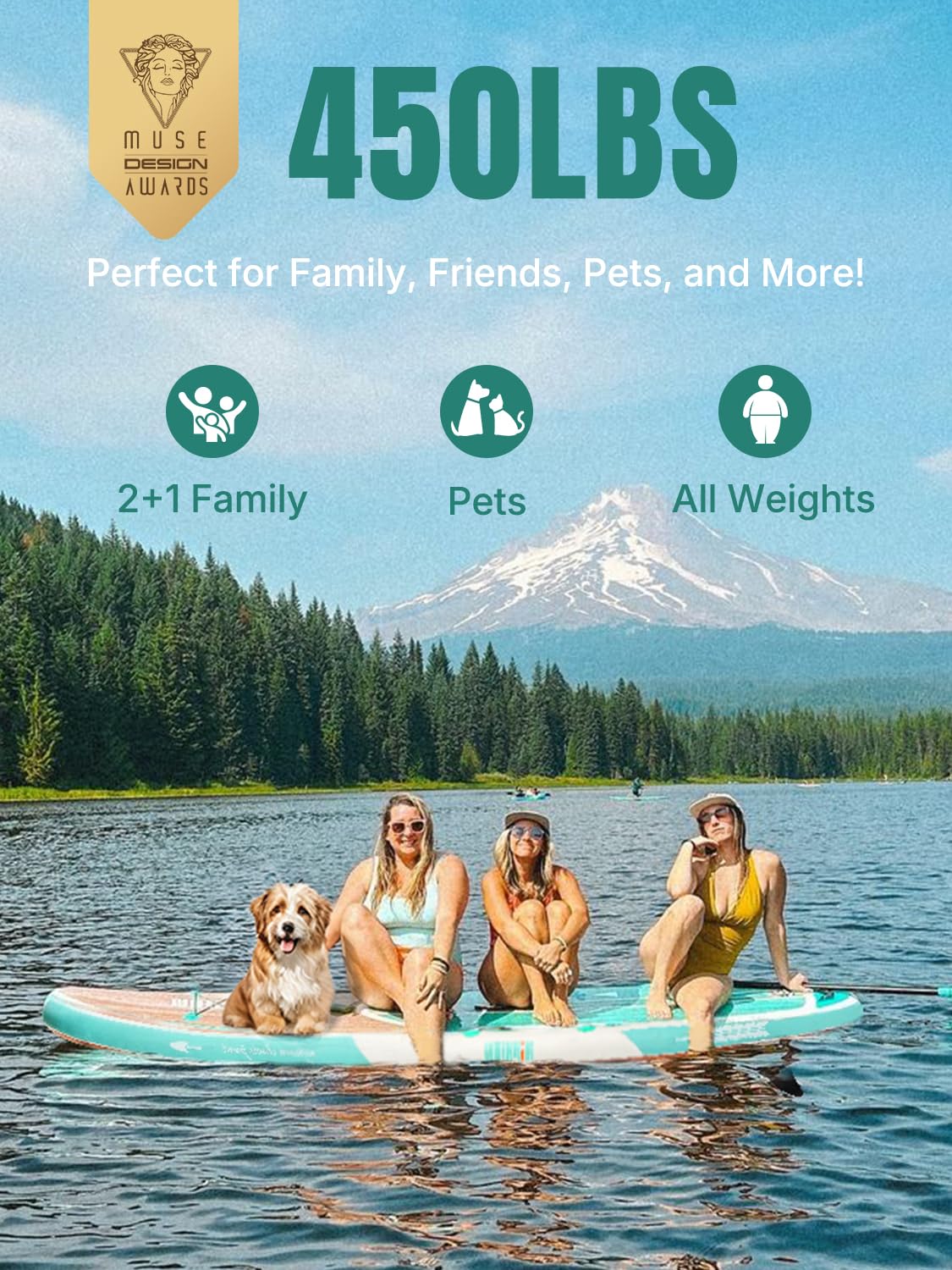 Inflatable Stand Up Paddle Board – 10’6” with StabilTrac Fin, Anti-Slip EVA Deck, Complete SUP Accessory Kit – For Adults & Youth – Mint Timber